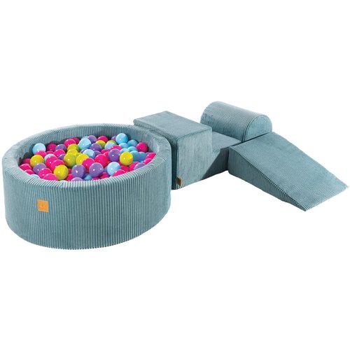 MeowBaby Foam Playground 3-delni penasti igralni komplet z okroglim bazenom, 200 žog, estetsko, velvet, turkizna: roza/vijolična/otroško modra/limeta, (21333749) Cene