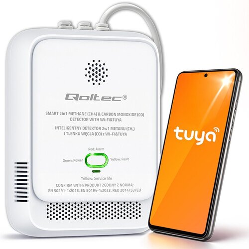 Qoltec 52654 2in1 natural gas and carbon monoxide (CO) leak detector | CH4 | CO | NG | Tuya | Wi-Fi | 85dB alarm | LED Cijene