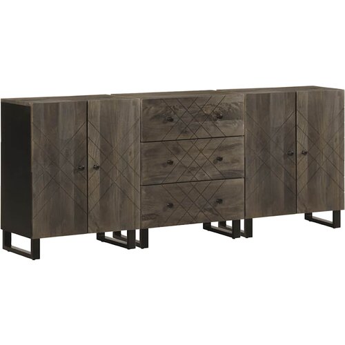VidaXL Komoda od 3 komada crna 60x33x75 cm Puno drvo Mango Slike