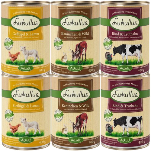 Lukullus Naturkost Adult 6 x 400 g - Miješano pakiranje 3 vrste Cijene