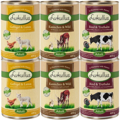 Lukullus Naturkost Adult 6 x 400 g - Miješano pakiranje 3 vrste