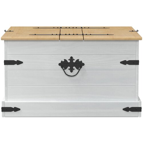 STORAGE box s policom Bijelo 78 x 78 x 45 cm Čvrsto borovo drvo Slike