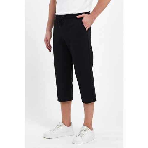Dewberry 92406 Adjustable Elastic Waist Mens Capri-BLACK Slike