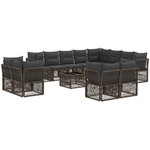 vidaXL Vrtna sedežna garnitura 13 pcs Siva poli ratan, (5000270338) Cene