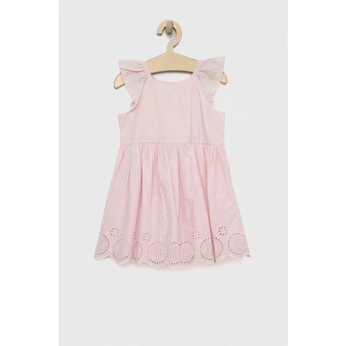 GAP Dječja pamučna haljina boja: ružičasta, mini, širi se prema dolje