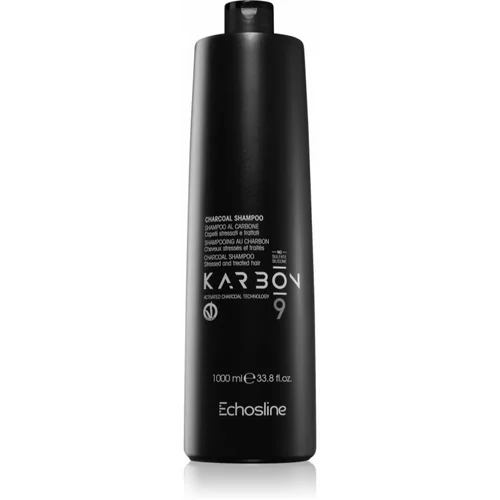 EchosLine CHARCOAL Karbon 9 šampon s aktivnim ugljenom za oštećenu, kemijski tretiranu kosu 1000 ml