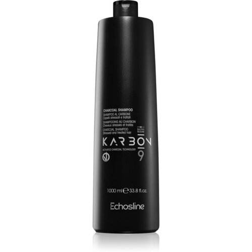 EchosLine CHARCOAL Karbon 9 &amp;scaron;ampon z aktivnim ogljem za po&amp;scaron;kodovane in kemično obdelane lase 1000 ml Slike