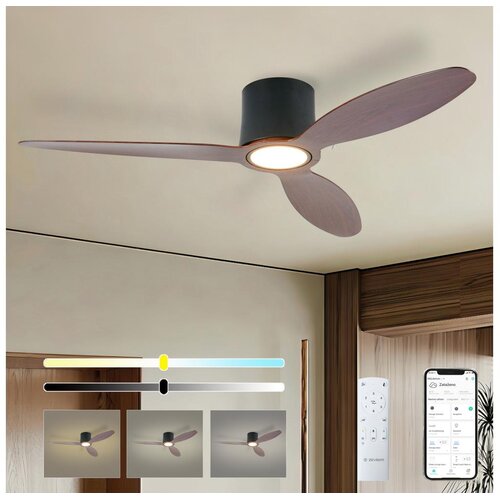  ZEVENTI - LED plafonski ventilator VENTORA LED/24W/230V Wi-Fi Tuya crna/orah +daljinski upravljač Cene