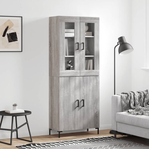 vidaXL Visoka komoda siva sonoma 69,5x34x180 cm inženirski les Cene