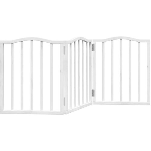 VidaXL Vrata za pse zložljiva 3 paneli bela 150 cm topolovina Slike