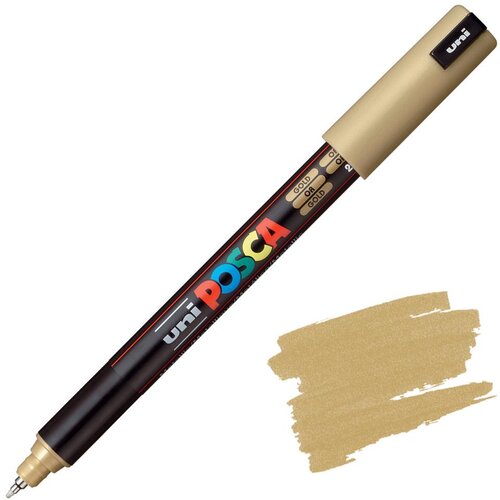 POSCA Uni flomaster; konica 0,7 mm kovina; zlat, (21290510) Slike