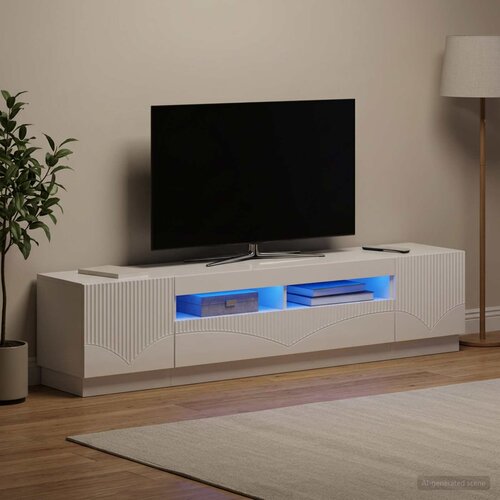  LED TV kabinet HOORN 3 kom. Bijela visokog sjaja 100 x 35 x 40 cm Cijene