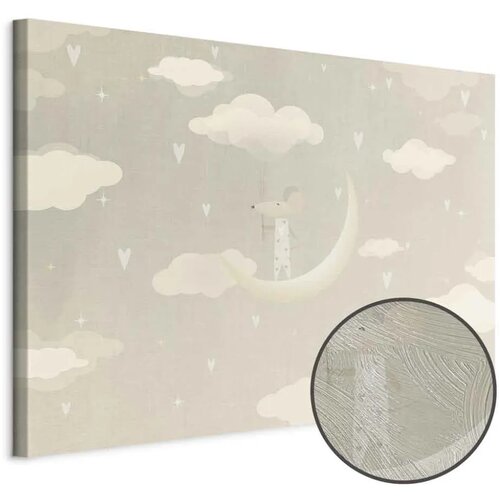  Slika - Little Conqueror - A Mouse in Heart Pajamas on the Moon Among Clouds 90x60 Premium Print Cijene