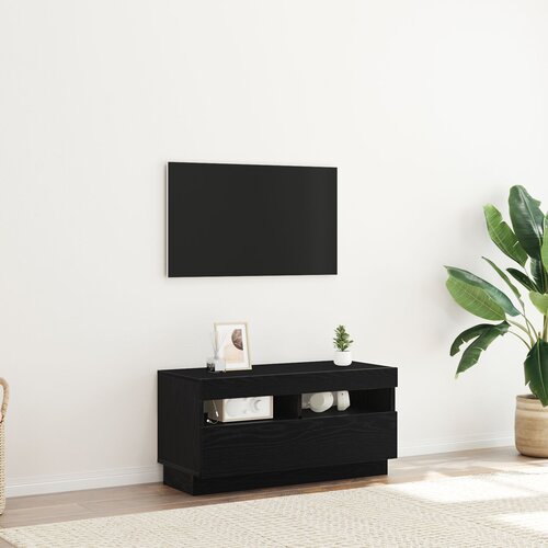 vidaXL TV omara črn hrast inženirski les 80 x 35 x 40 cm luči TV omara Cene