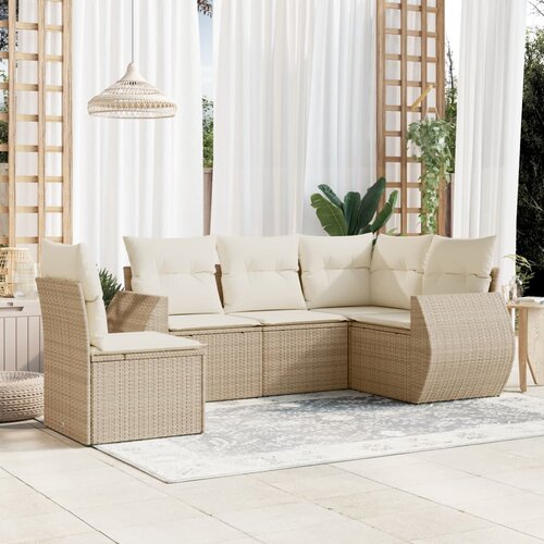 vidaXL 5-dijelni vrtni set sofa s jastucima bež od poliratana Cijene