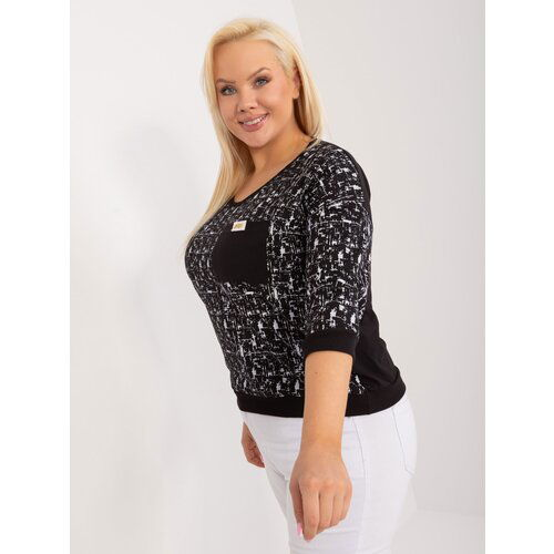Fashion Hunters Black women's blouse plus size with 3/4 sleeves Cene
