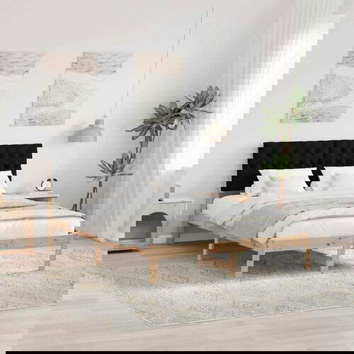 VidaXL Konstrukcija postelje Črna 140 x 190 cm Masivno borovo les Slike