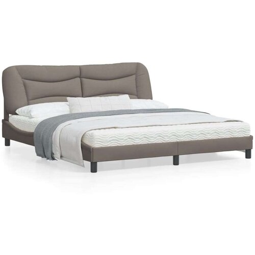  Okvir kreveta s LED svjetlima smeđesivi 180 x 200 cm od tkanine Slike