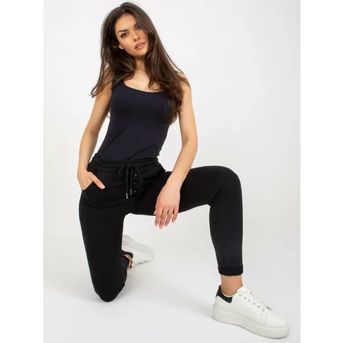 Fashion Hunters Black women's sweatpants with buttons
