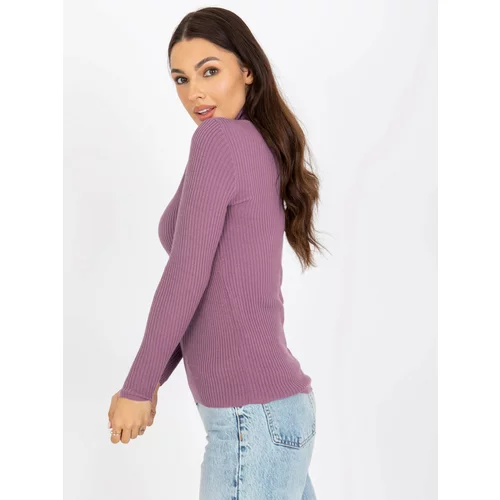 Fashion Hunters Ladies' purple striped turtleneck sweater
