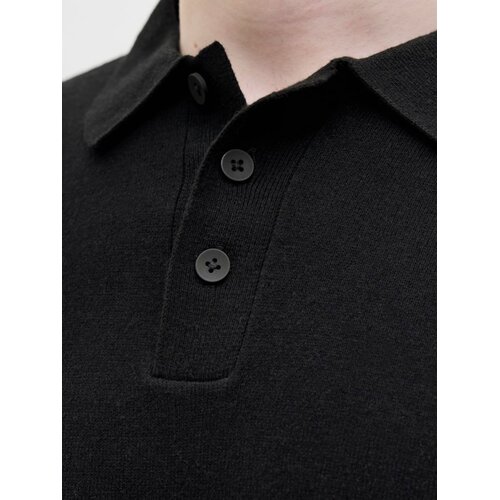 JJ Rebel Mu&amp;scaron;ka majica JREBCALLUM KNIT POLO SS SN, Crna Slike
