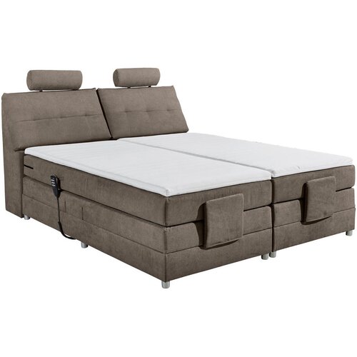 MID.YOU POSTELJA BOXSPRING 180 cm x 200 cm , tekstil, leseni material rjava Cene