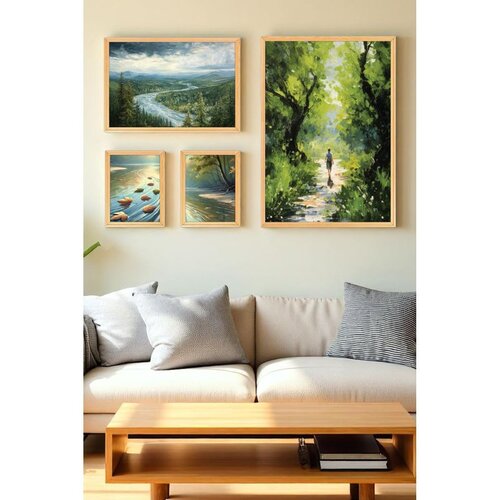WALLXPERT Myk3022 Multicolor Decorative Framed MDF Painting (4 Pieces) Slike