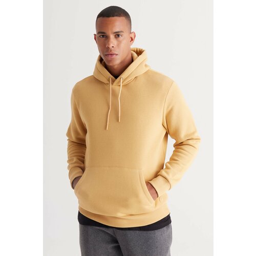 AC&Co / Altınyıldız Classics Men's Mustard Standard Fit Hoodie with Fleece 3 Threads, Kangaroo Pocket Cotton Sweatshirt. Slike