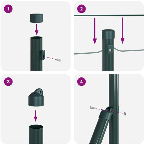 vidaXL Varjena žičnata ograda z 13 Flanged Posts Zelena 0.4x25 m Jeklo Cene
