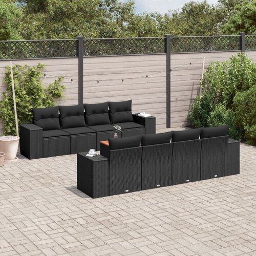 vidaXL 9-dijelni set vrtnih sofa s jastucima crni od poliratana Cijene