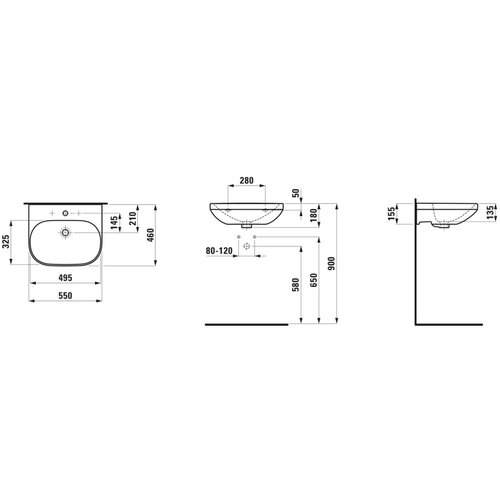 Laufen lua lavabo 55x46 8.1108.1.000.104.1 Slike