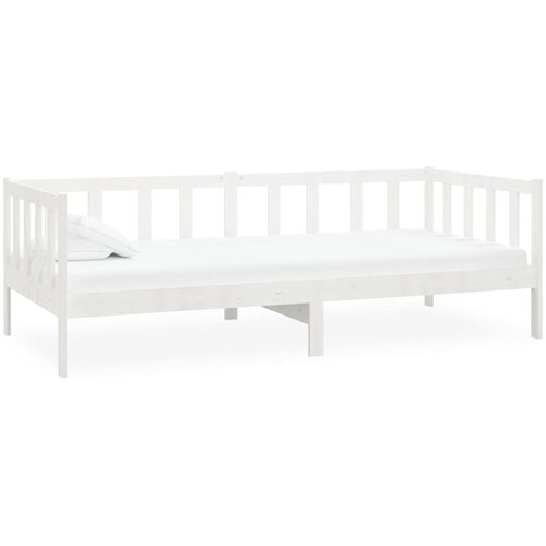  Dnevni ležaj s madracem 90 x 200 cm bijeli od masivne borovine Slike