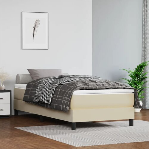 vidaXL Vzmetnica z žepkasto vzmetjo krem 100x200x20 cm umetno usnje Cene