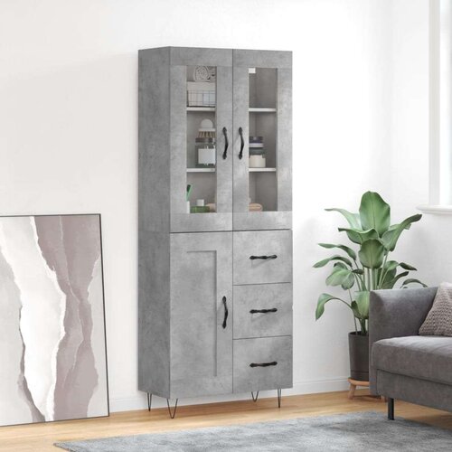 vidaXL Visoka komoda betonsko siva 69,5x34x180 cm inženirski les Cene