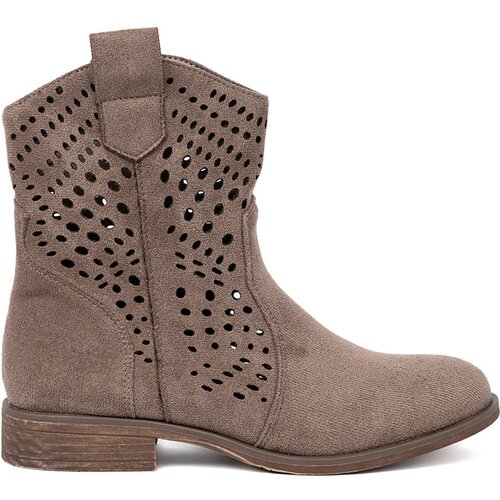 SEASTAR Dark beige openwork boots in cowboy style Slike