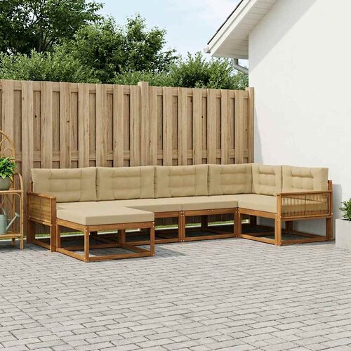  Set vanjskih sofa 6 kom. Prirodna i bež Smeđa 327 x 168,5 x 73 cm Cene