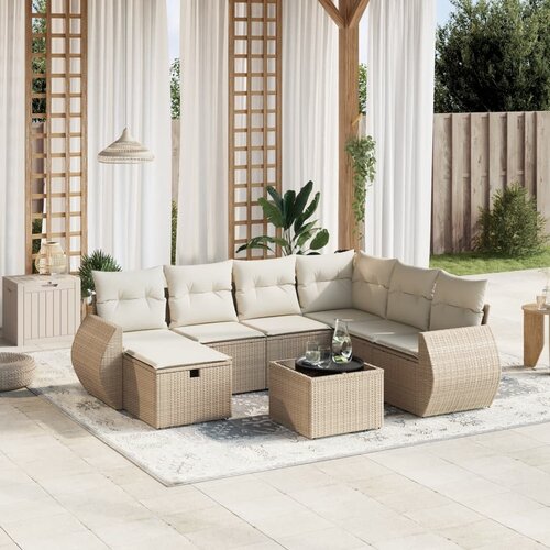 VidaXL 8-dijelni set vrtnih sofa od poliratana s jastucima bež Slike