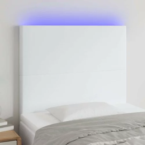  posteljno vzglavje belo 90x5x118/128 cm umetno usnje, (20793650)