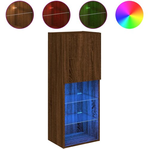 Maison Chic TV omarica - TV stojalo - Televizijska omarica z LED lučkami rjav hrast 40,5x30x102 cm, (21702252) Cene