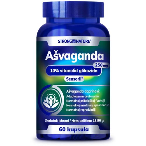 Strong Nature Ašvaganda 250 mg, 60 kapsula Cene