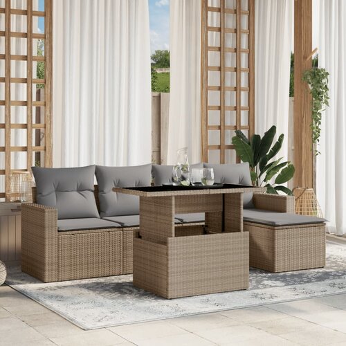 VidaXL 6-dijelni set vrtnih sofa s jastucima bež od poliratana Slike