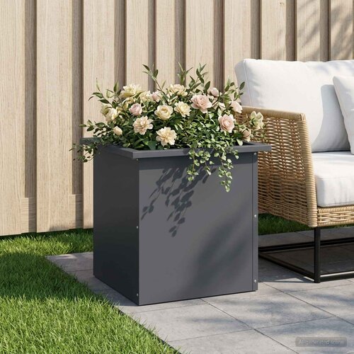  Vrtna posuda za sadnju s LED svjetlom Antracit 40 x 40 x 40 cm Slike