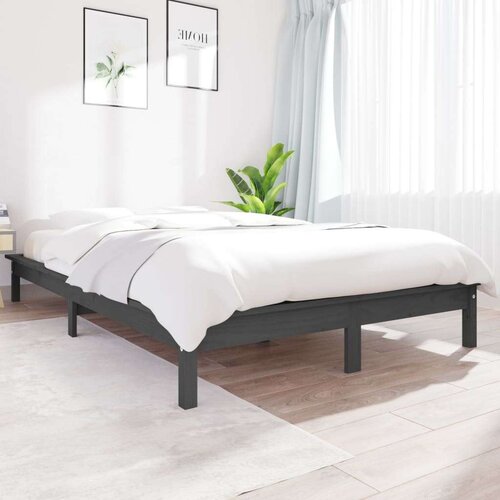  Za krevet sivi 120 x 200 cm od masivne borovine Slike