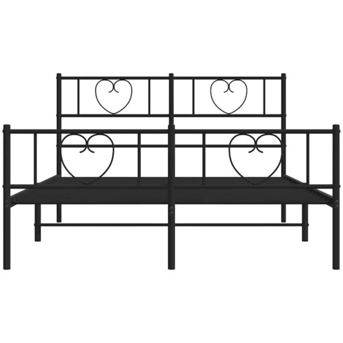  Metalni okvir kreveta uzglavlje i podnožje crni 150x200 cm Slike