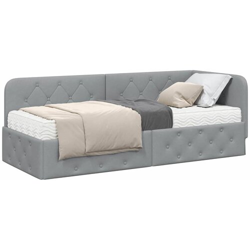  Kutni okvir kreveta Svijetlo siva 80 x 200 cm tkanina Slike