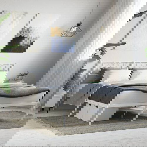 VidaXL Metalni okvir za krevet s uzglavljem bijeli 120 x 190 cm Slike