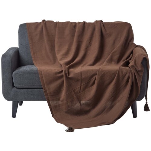 HOMESCAPES Bombažna odeja Rajput Ribbed Chocolate, 225x255 cm, (20749906) Cene