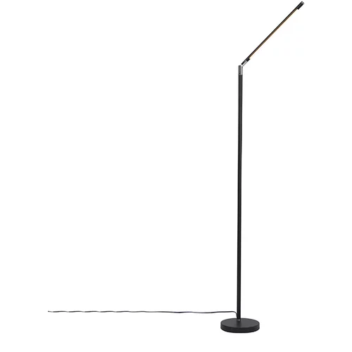 QAZQA Moderna stoječa svetilka črna z LED z zatemnitvijo na dotik - Berdien
