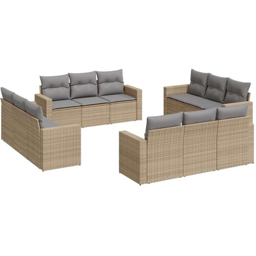 vidaXL 12-dijelni set vrtnih sofa od poliratana s jastucima bež Cijene