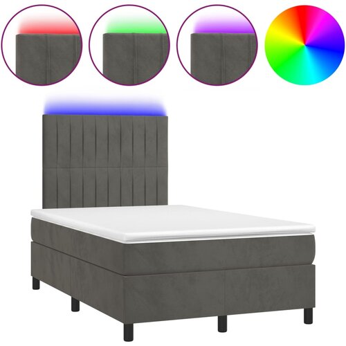 Maison Chic Box spring postelja - Vzmetna postelja z vzmetnico LED temno siva 120x200 cm žamet SL9560, (21900659) Cene